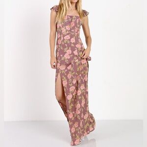 Flynn Skye Floral Maxi Dress in Pink and Green
